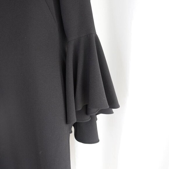 Eliza J Bell Sleeve Black Crepe Shift Dress Sz 6 - Picture 5 of 7